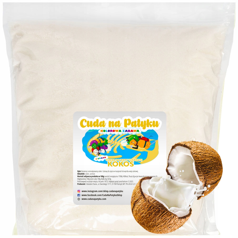 

5kg Cukier do waty cukrowej kolorowy Kokosowy