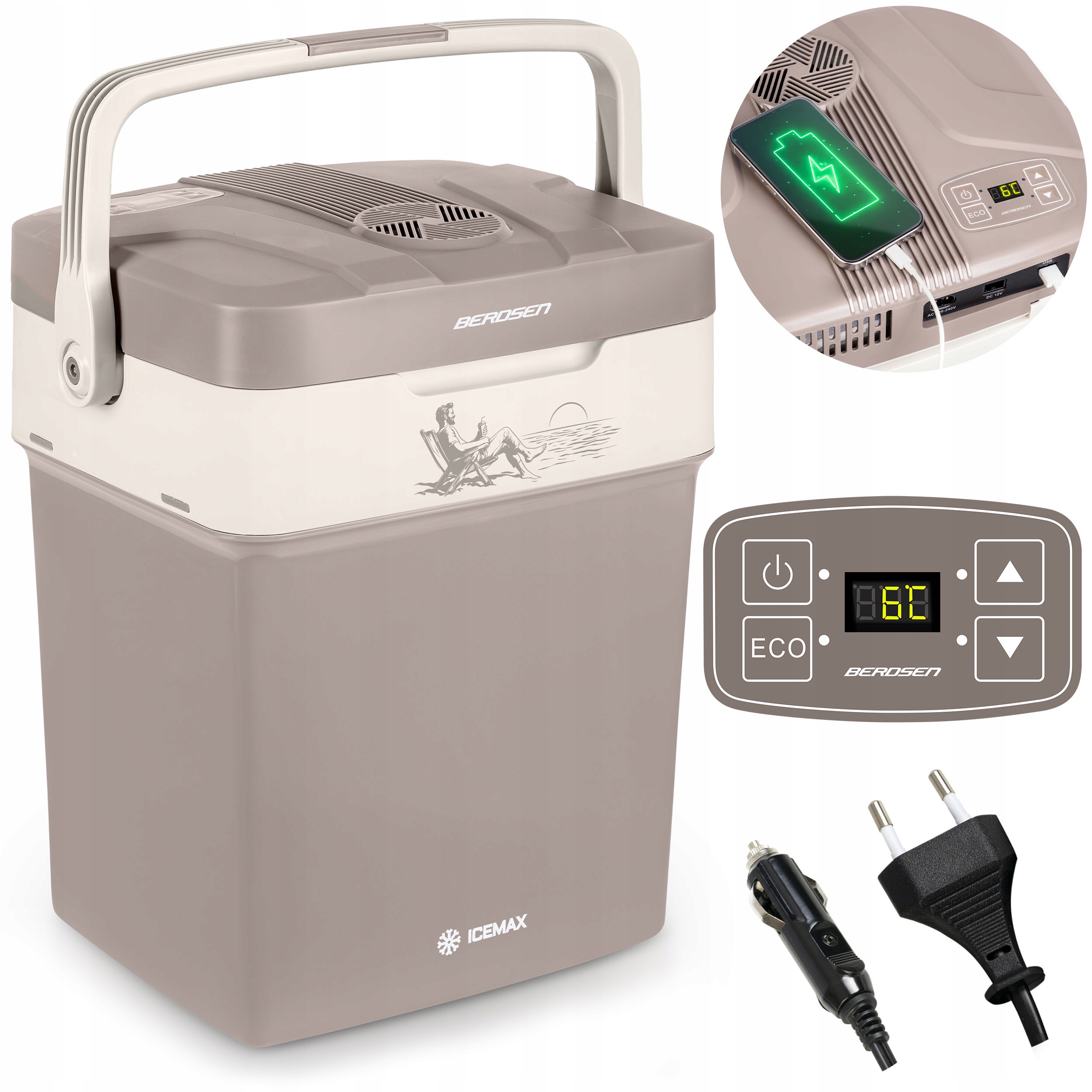 Turistická lednice Berdsen Icemax 29 litrů s Eco režimem tmavě šedá