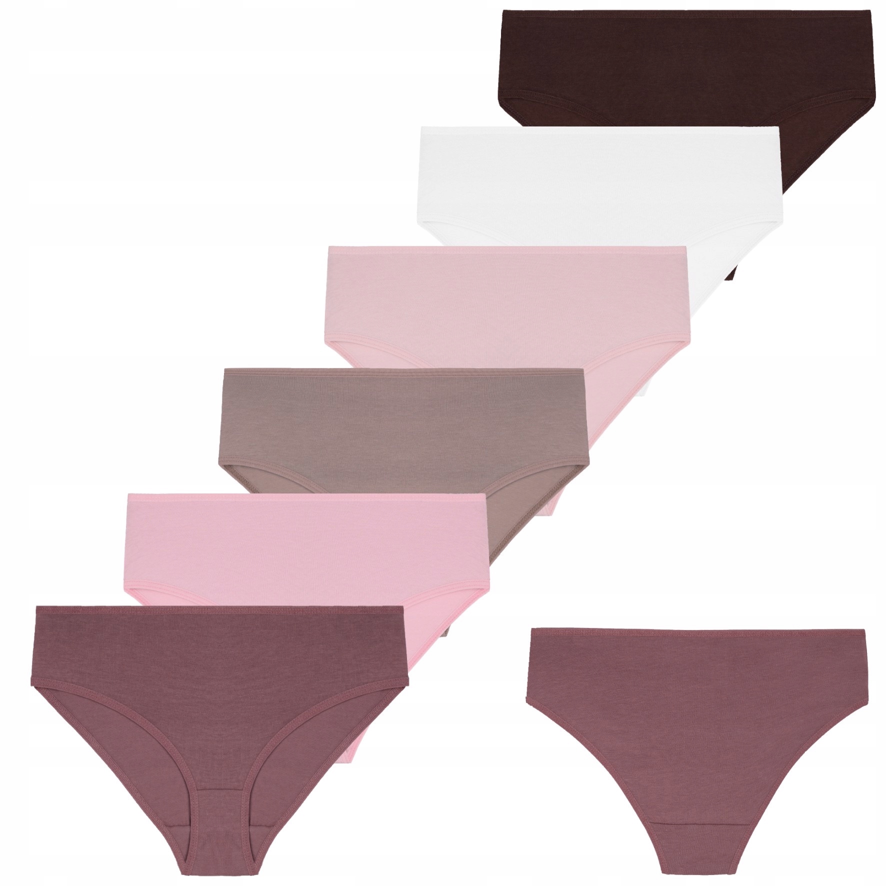 MAJTKI DAMSKIE FIGI KLASYCZNE GŁADKIE KOLOROWE BAWEŁNA ZESTAW 6-PAK MORAJ S