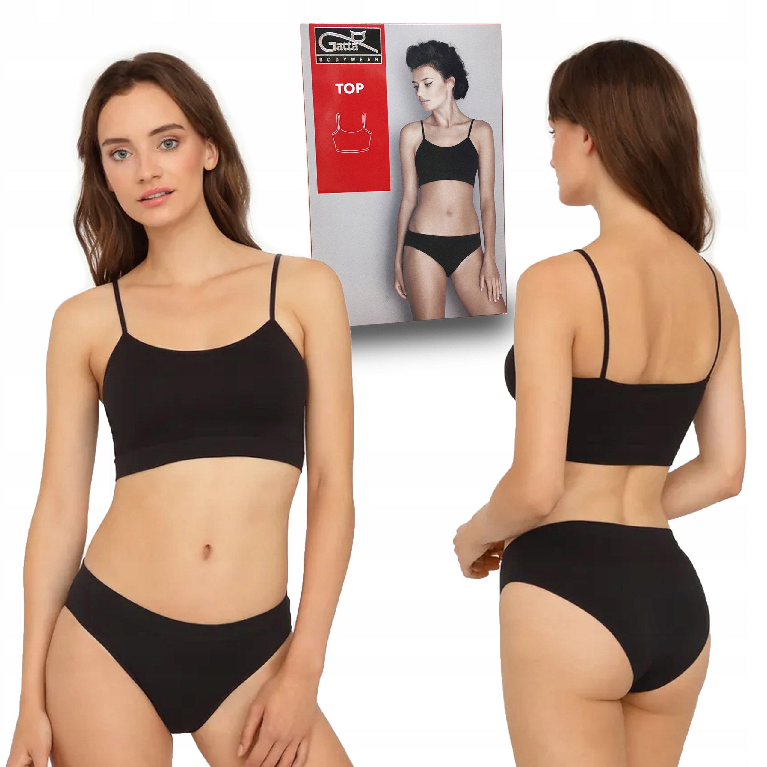 

Gatta Top bezszwowy cienkie ramiączka, czarny, XL