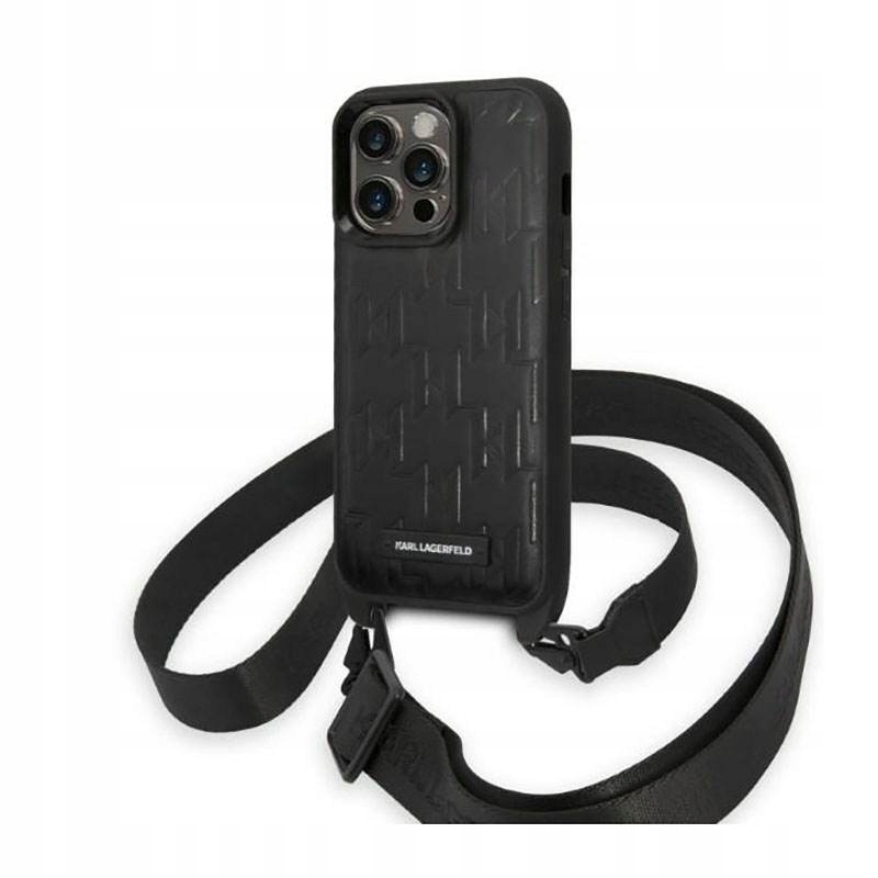 Karl Lagerfeld Monogram Plaque Logo Strap Pouzdro pro iPhone 14 Pro (černé)