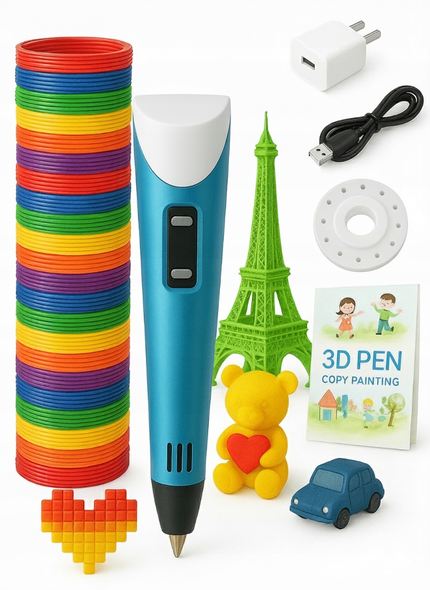 Długopis 3D Drukarka Zestaw XL Wkłady 110 Metrów Szablony Zasilacz