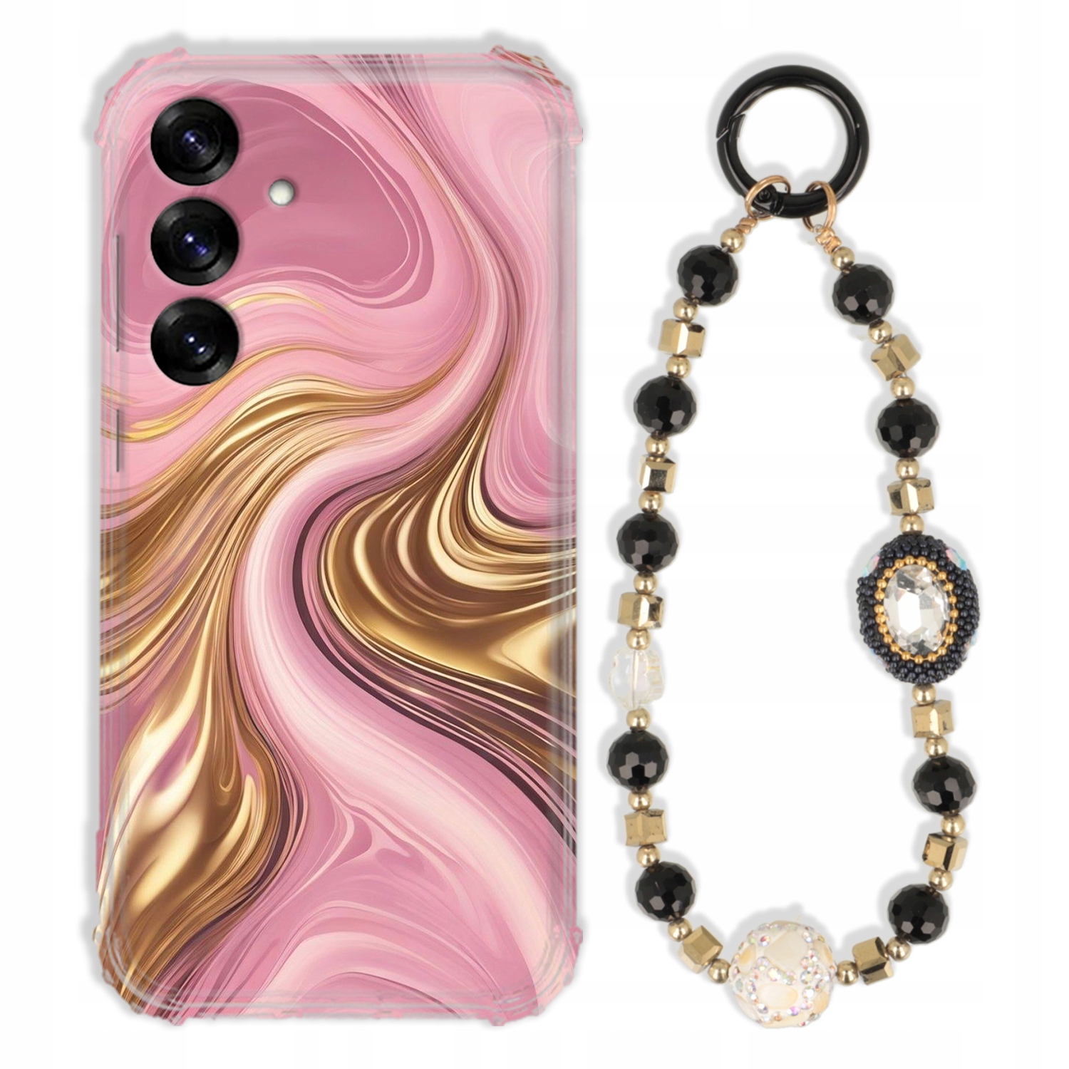 Puzdro Pre Samsung S25 Case Antishock Zirkóny Čierno Zlaté|odolné|silné