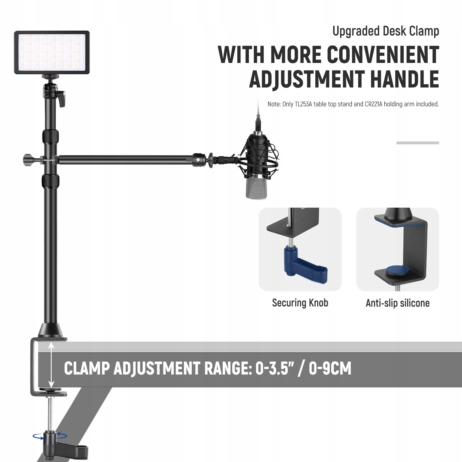 NEEWER Uchwyt Stołowy Do Kamery Z Ramieniem 17-41 Cal Dla DSLR Webcam — miniatura 7