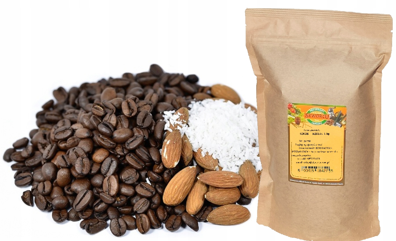 Kokos migdał kawa ziarnista aromatyzowana 1 kg Duża Paka