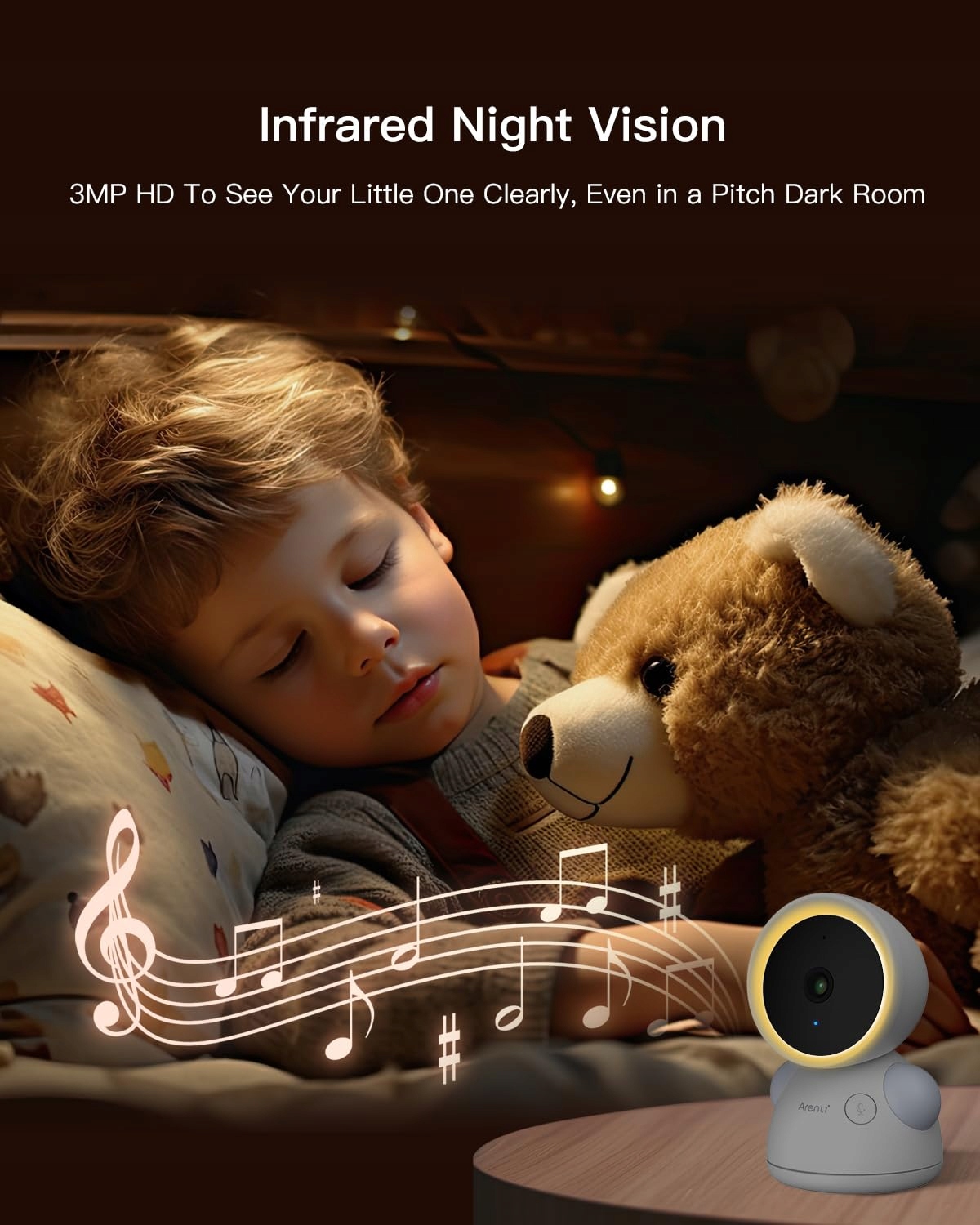 ARENTI Baby Monitor 2 Kamery 2K 5 Calowy WiFi PTZ 355 Stopni Alexa — miniatura 6