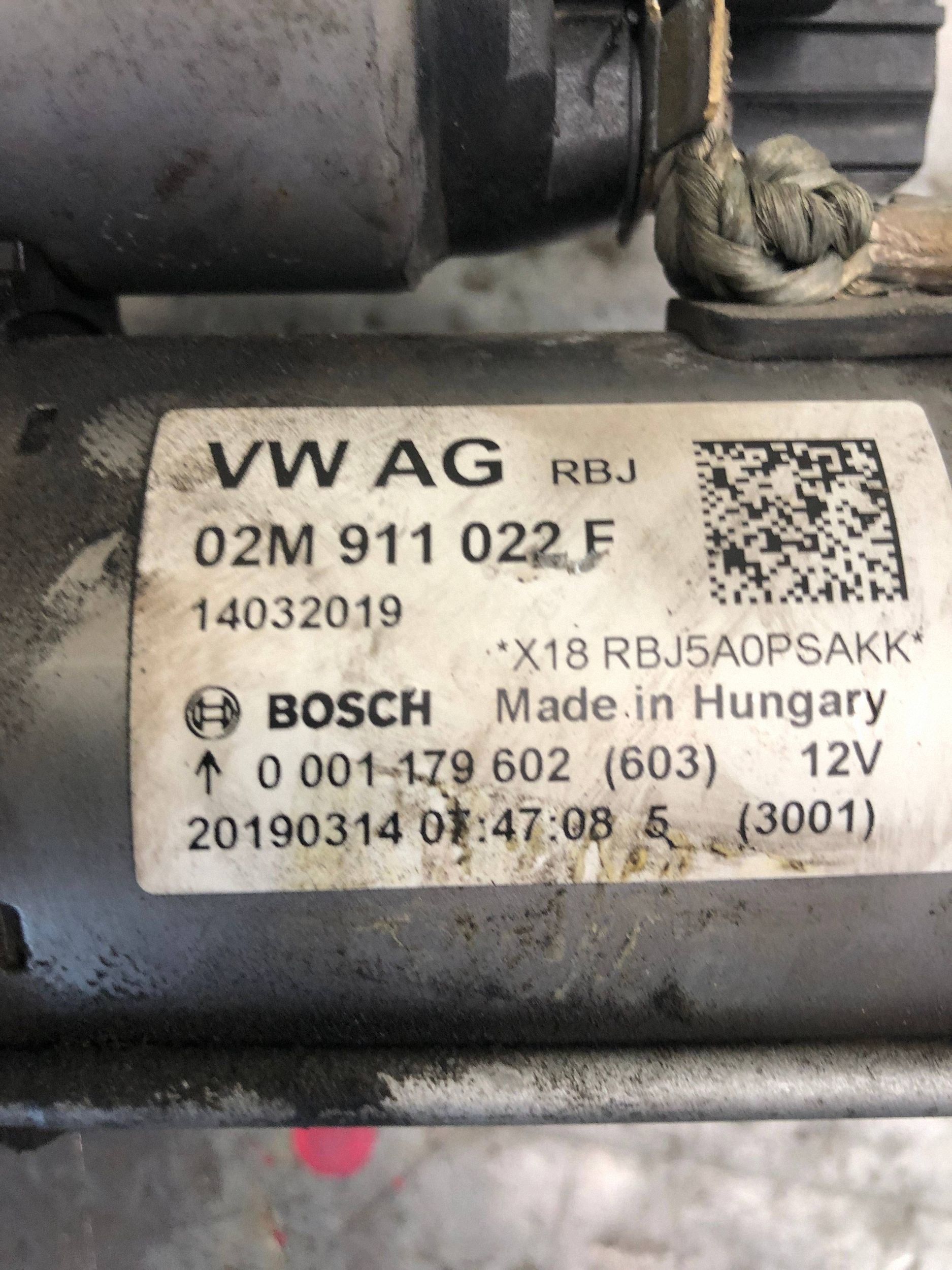 starter 1.5 TGI VW GOLF VII LIFT 02M911022F