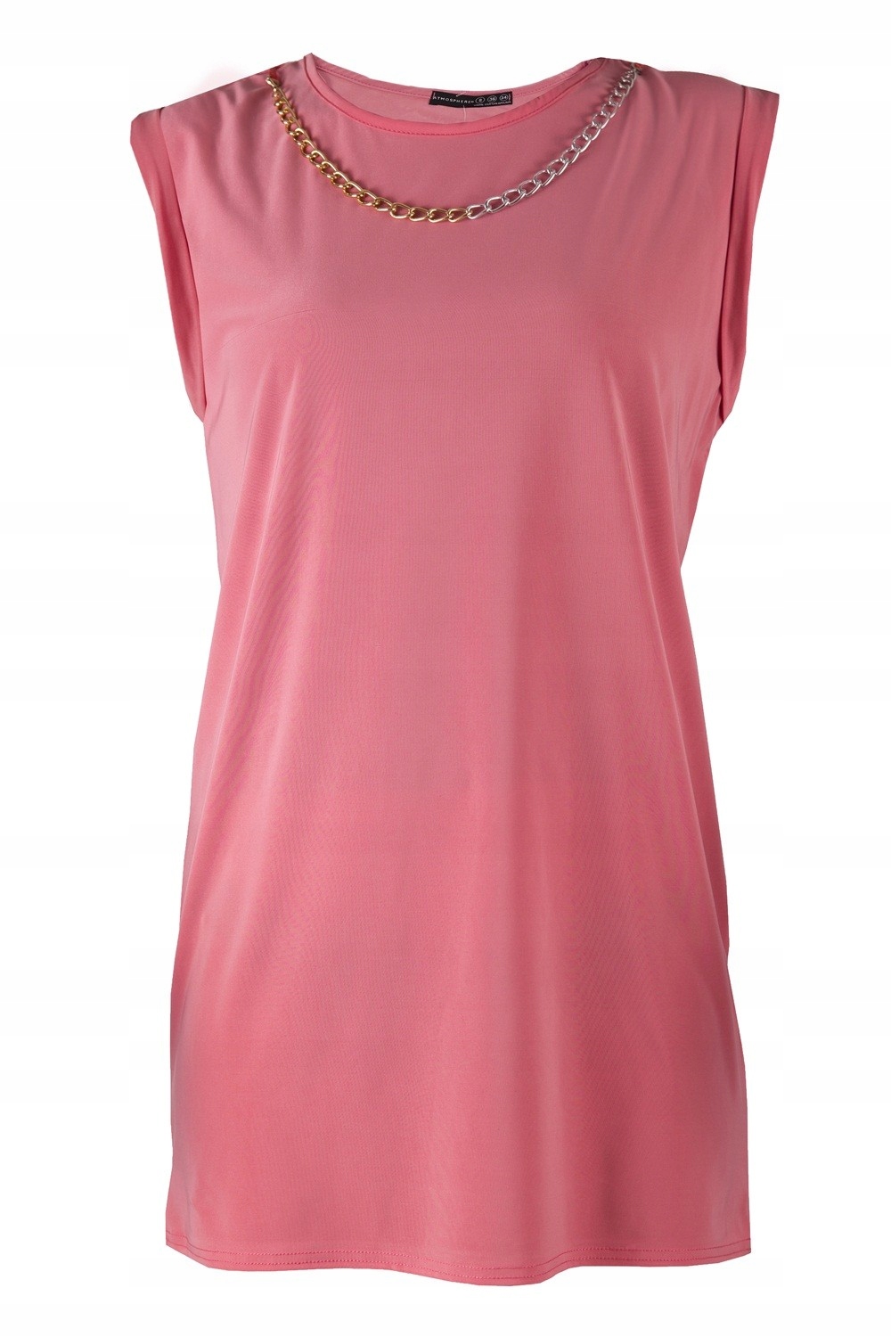 

Koralowa bluzka ze srebrno-złowym łańcuszkiem Prim