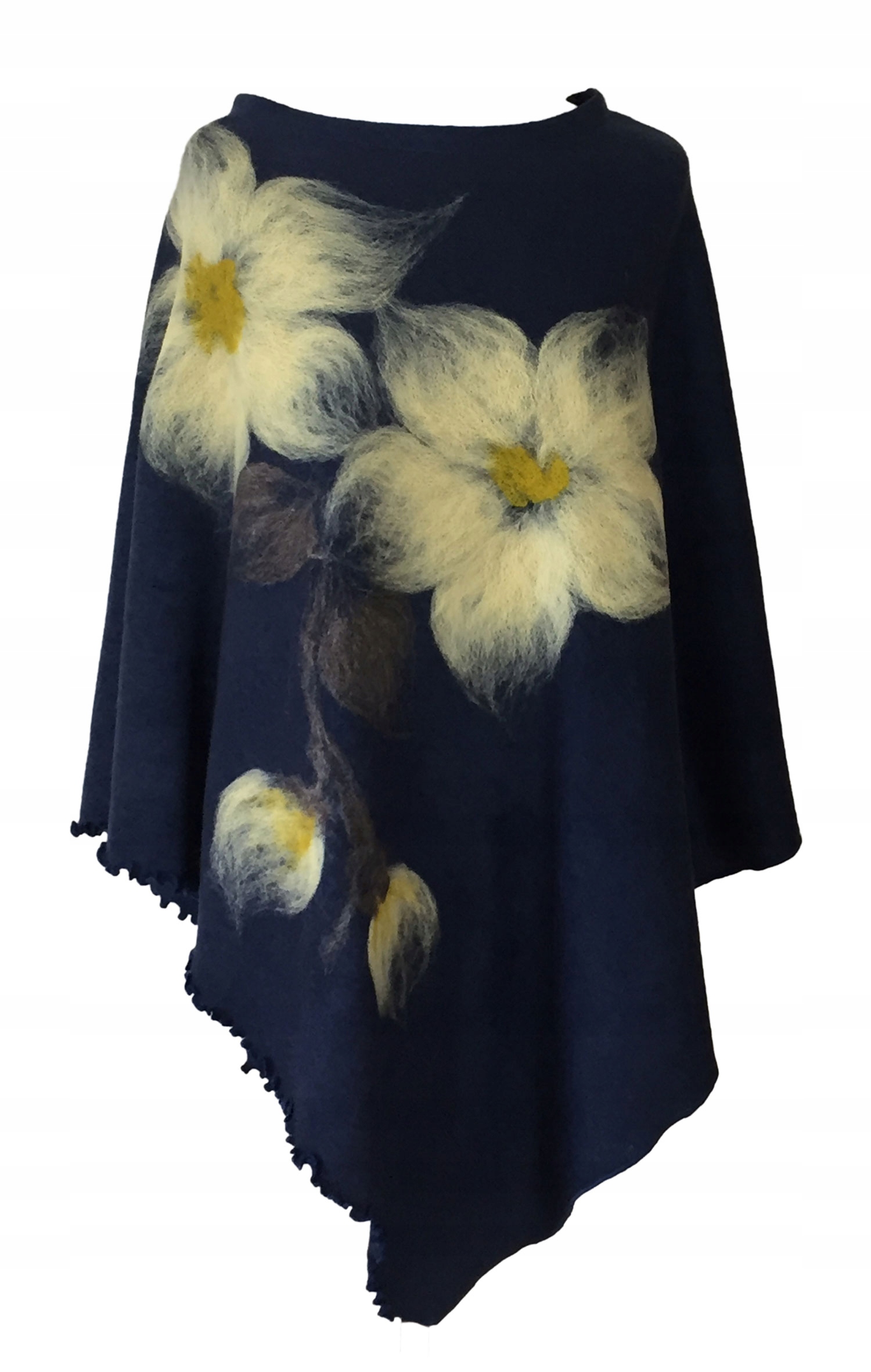 Ponczo XL filcowany wełną wzór dzianina 534