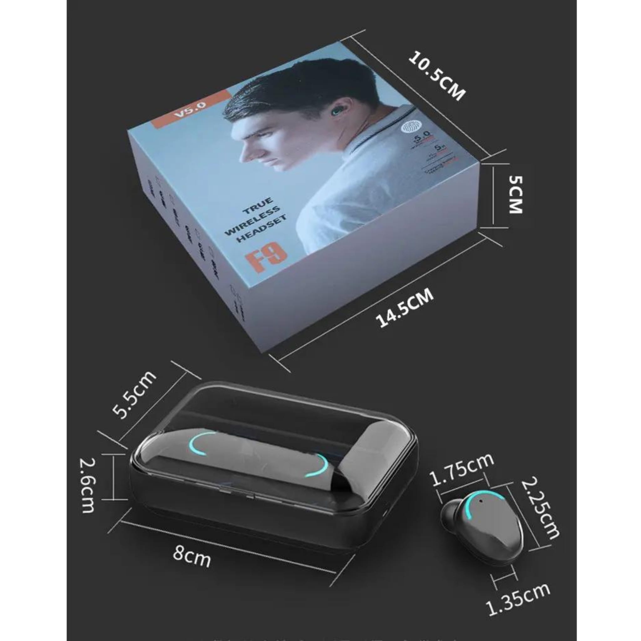 BEZPRZEWODOWE SŁUCHAWKI BLUETOOTH 5.1 F9 - PRO MODEL 2023 TWS + POWERBANK Mikrofon tak