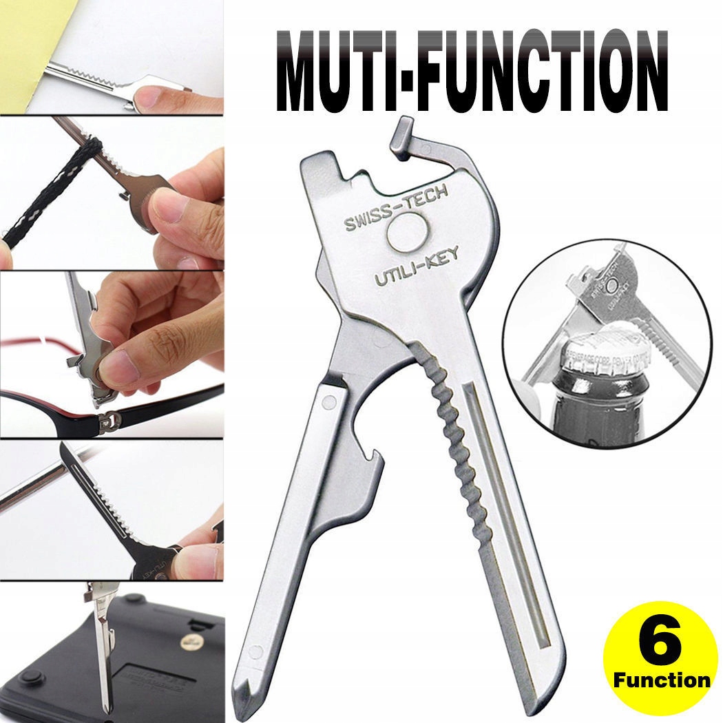 Multitool Brelok Do Kluczy Narzędzia 6W1 Edc Nóż MUL1