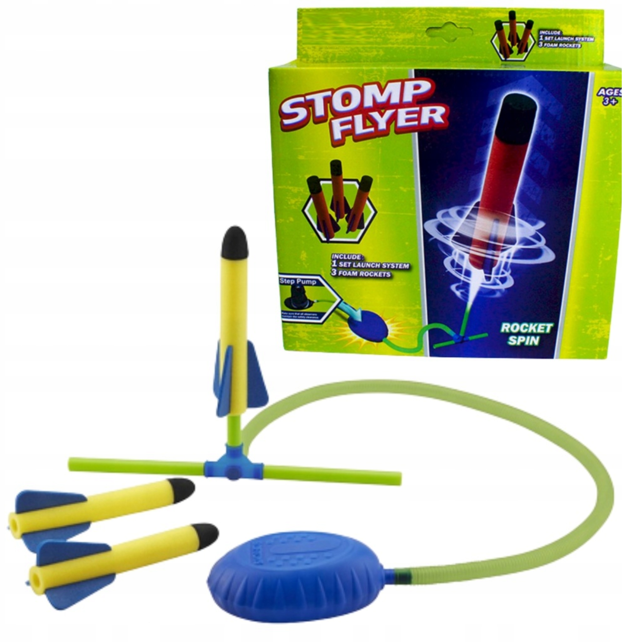 WYRZUTNIA RAKIET PIANKOWYCH STOMP ROCKET MOCNA BEZPIECZNA HIT DLA DZIECI