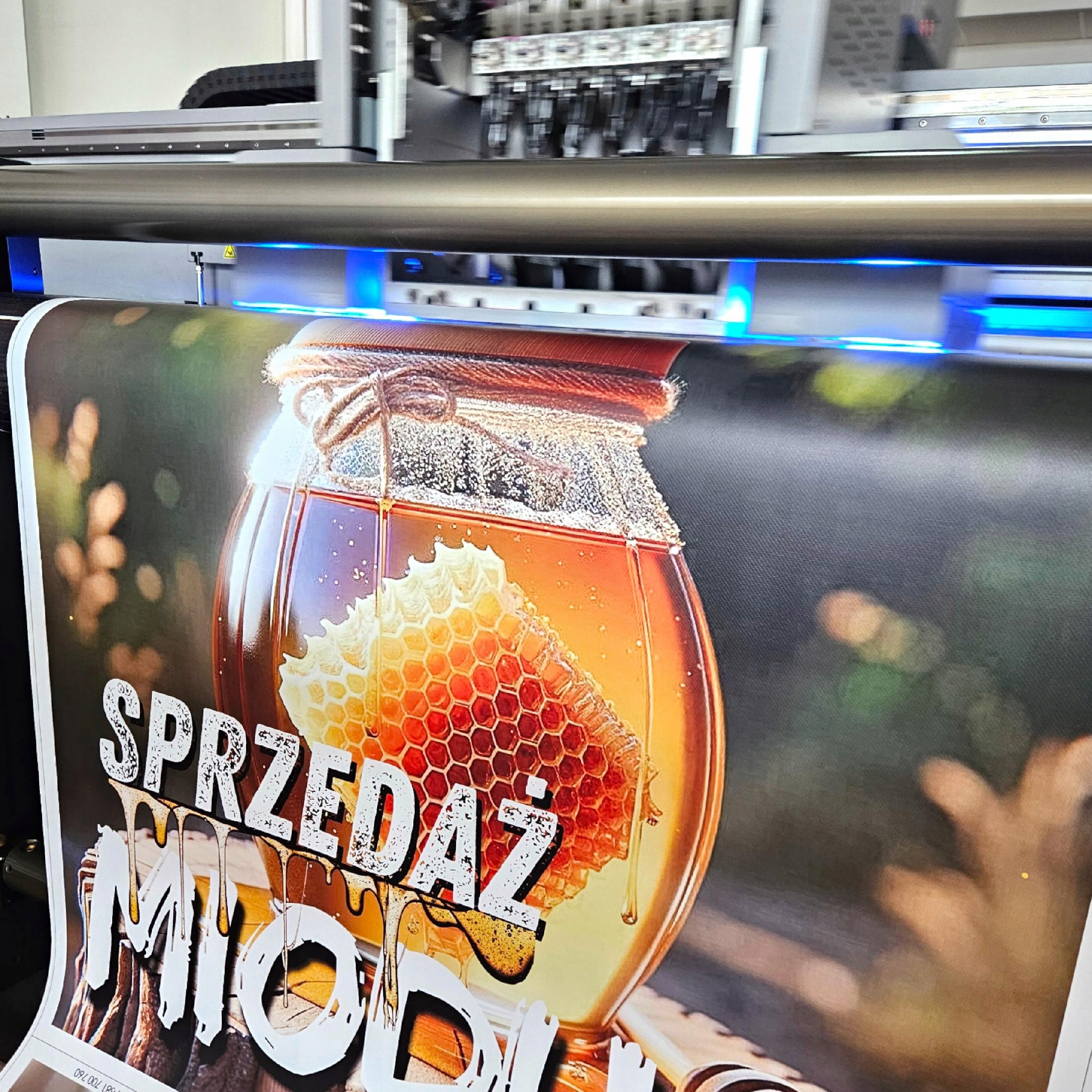 Trwały Baner Reklamowy Sprzedaż Miodu, miód 100x100cm Reklama, Plandeka Marka Multeo