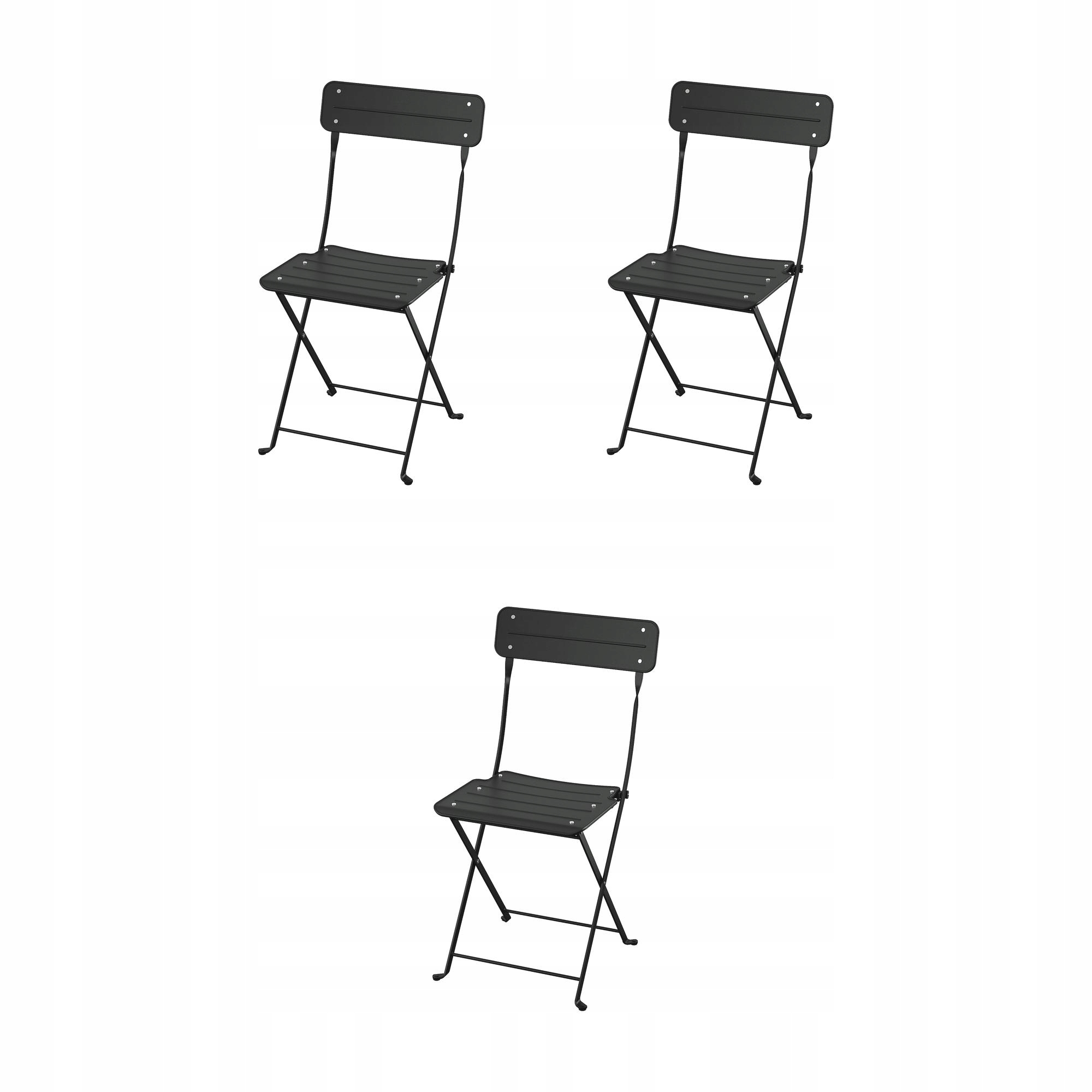 3 szt. Krzesło Ogrodowe Składane Antracyt 110kg Balkon