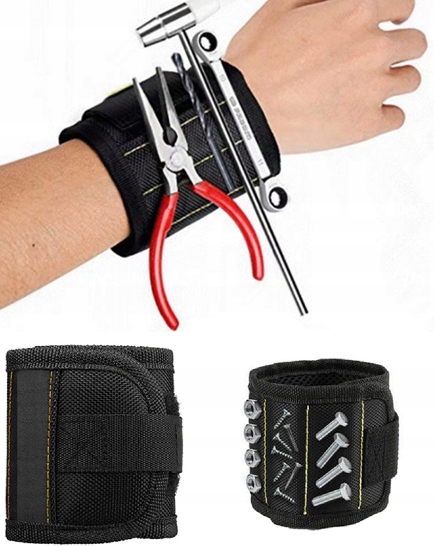 OPASKA MAGNETYCZNA NA NADGARSTEK RĘKĘ NARZĘDZIA ŚRUBKI WKRĘTY BITY MAGNES Długość maksymalna 33 cm