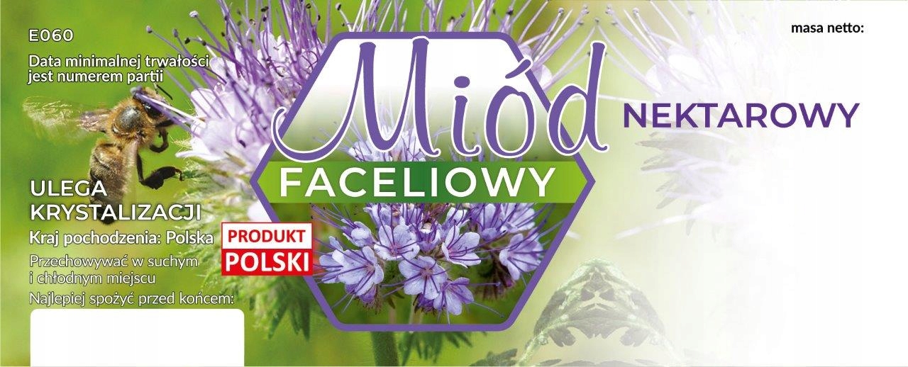 

Etykiety duże na miód nektarowy faceliowy 100szt