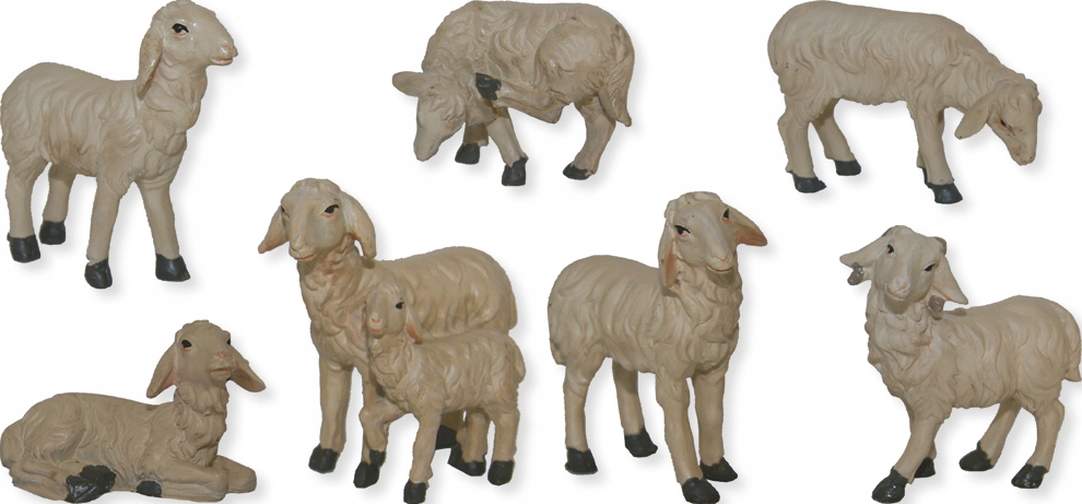 Figurky do Betléma '7 různých oveček' max. 6,6 cm vysoké, k figurkám 15-18 cm