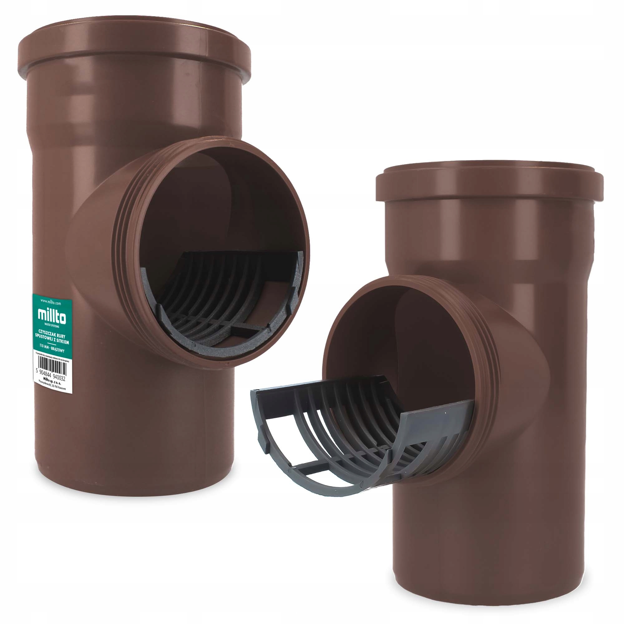 5x Czyszczak REWIZJA RYNNY Rury Spustowej 110 SITKO Rynnowy Brąz ZAŚLEPKA Marka Millto