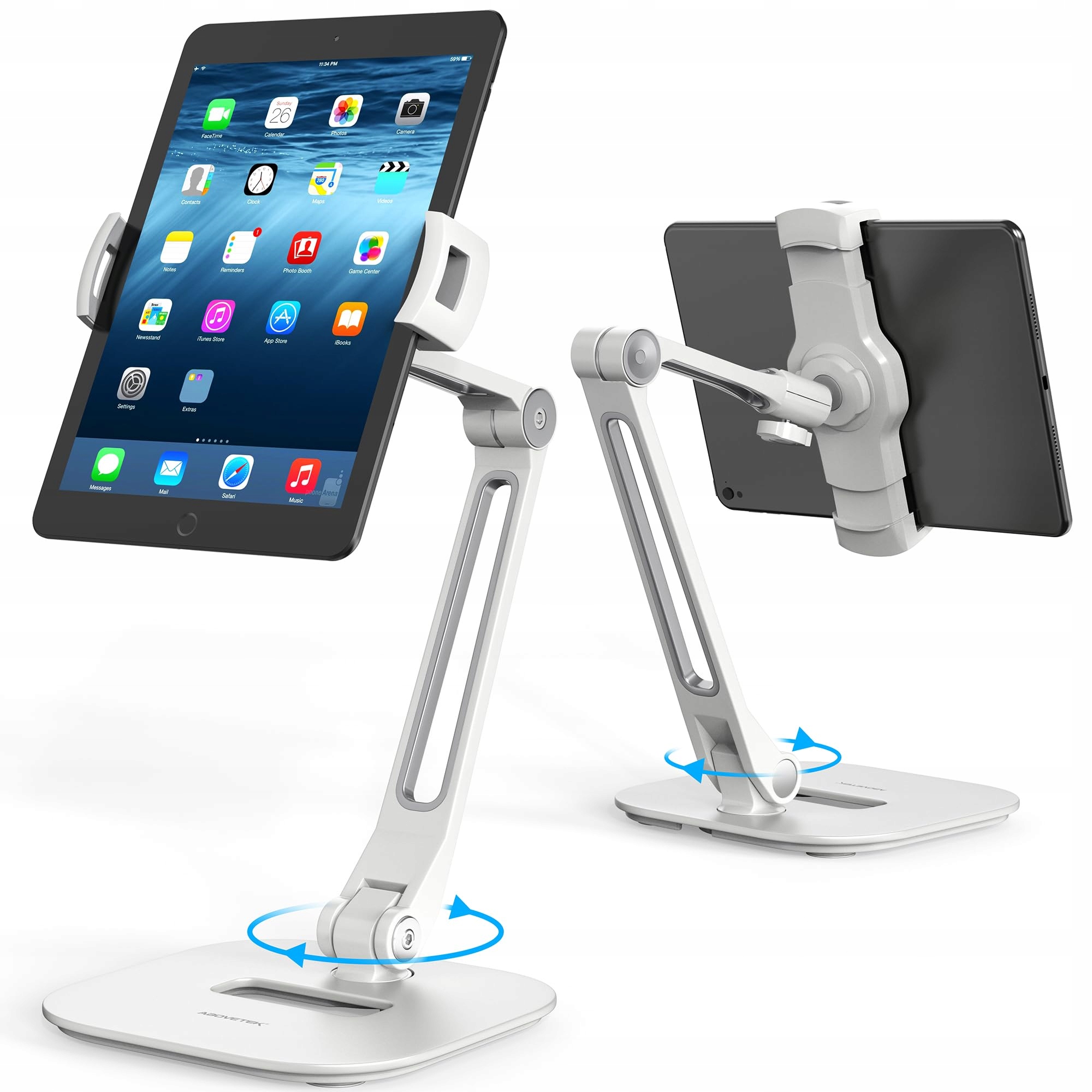 AboveTEK Hliníkový stojan na tablet s dlouhým rukávem, černý