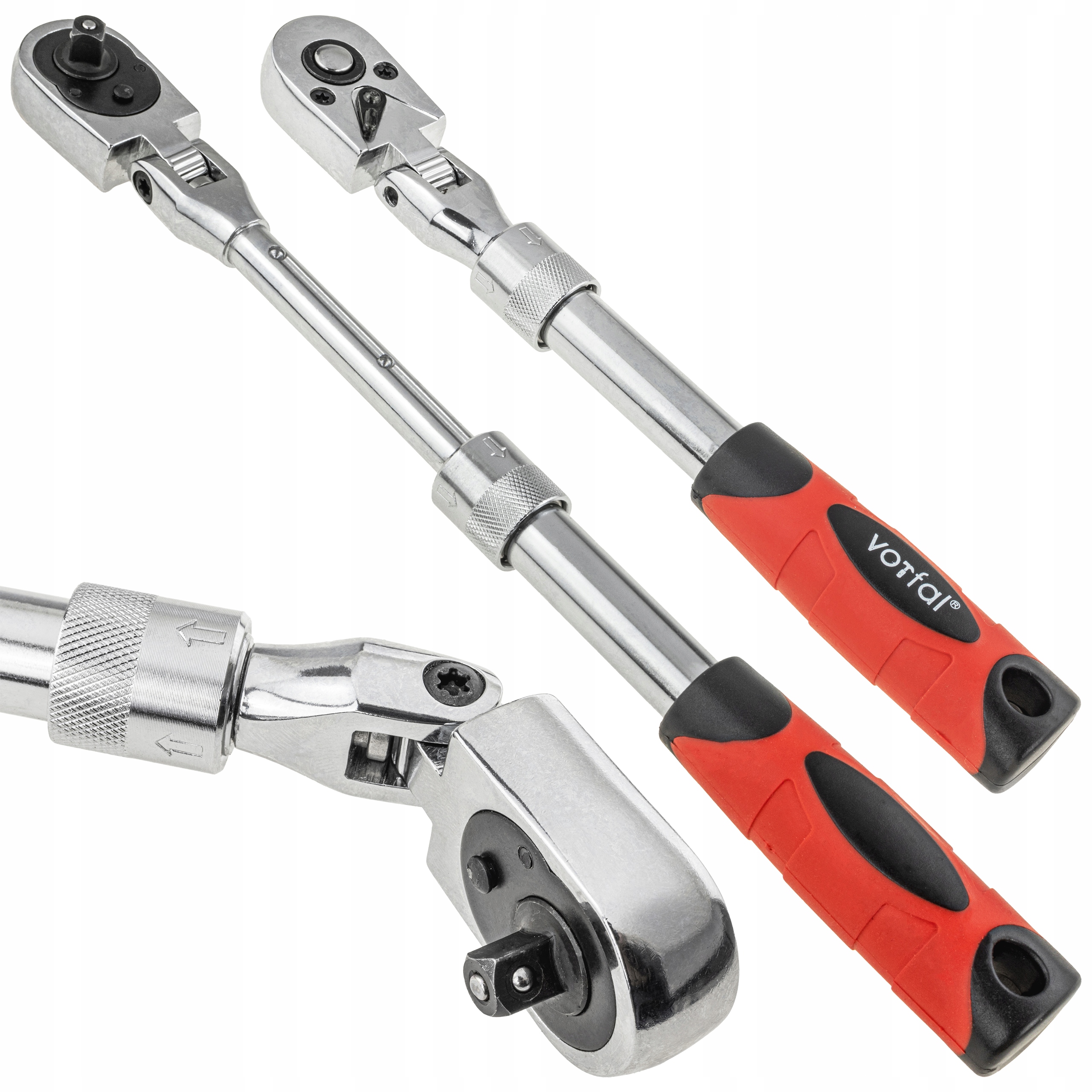 Grzechotka Teleskopowa Łamana 1/4" 150-200 MM 72 Zeby Regulowana Długość
