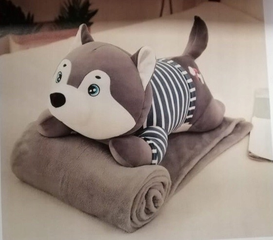 Koc Maskotka 2 W 1 Poduszka Husky