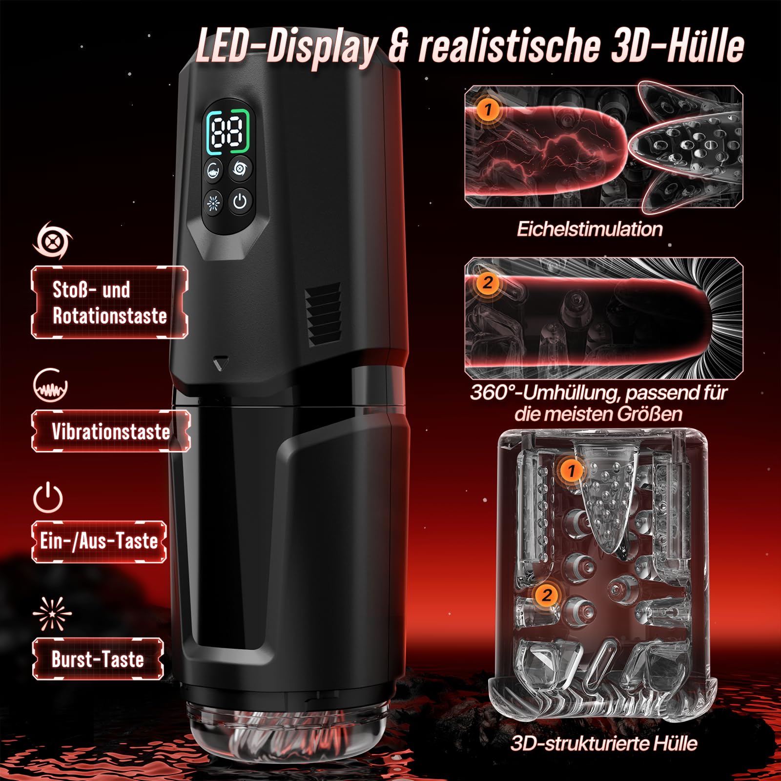KI-INTERAKTION Masturbator: 7 Funkcji Teleskopowych i Wibracji — miniatura 4