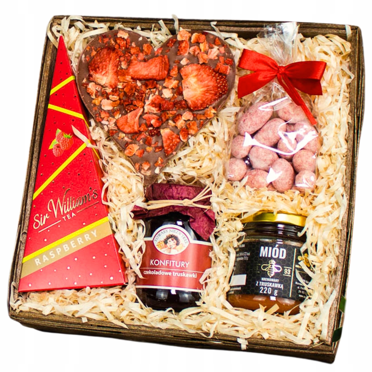 Levně Dárkový koš Na Den Žen čaj čokoláda, jahody, med