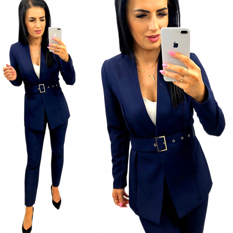 Dámský oblek s páskem a přezkou Námořnická Modrá S