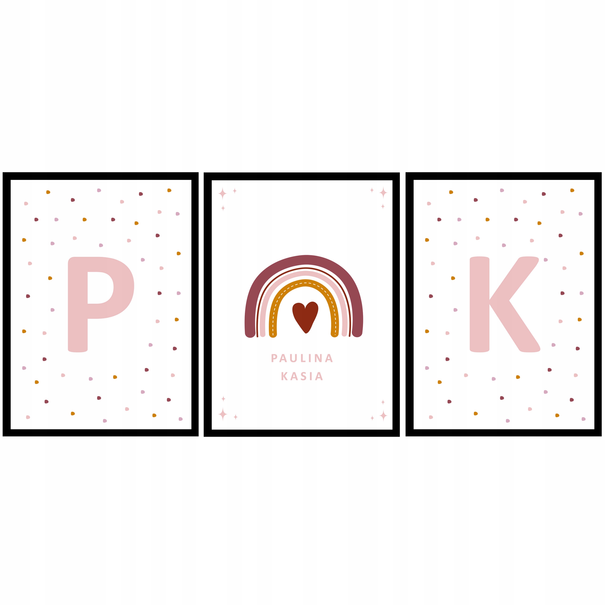 INICJAŁY Zestaw 3szt Plakaty Dziecięce Tęcza A3 Bohater / Bajka Inny