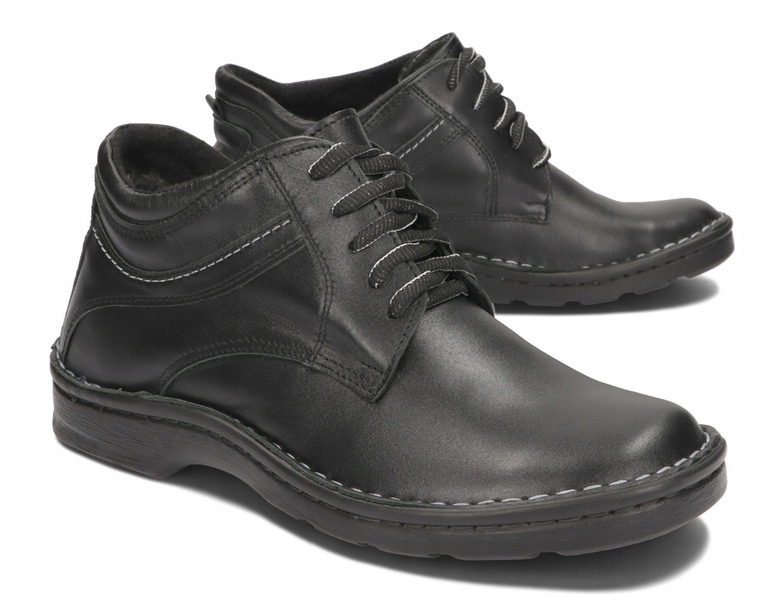 TRZEWIKI PÓŁBUTY MĘSKIE SKÓRA 254 CZARNY 39