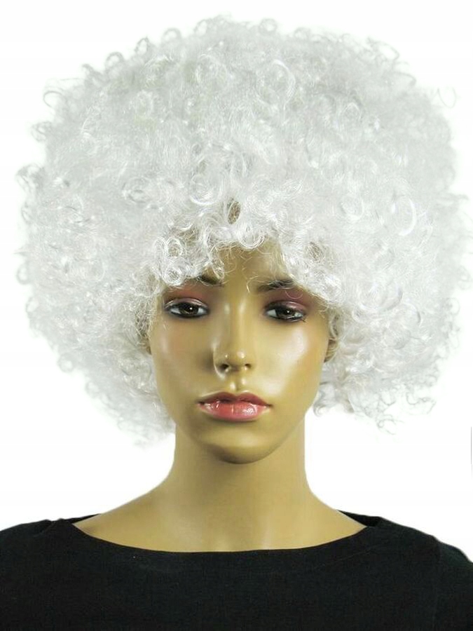 

Peruka Afro Klaun Anioł Biała Białe Włosy