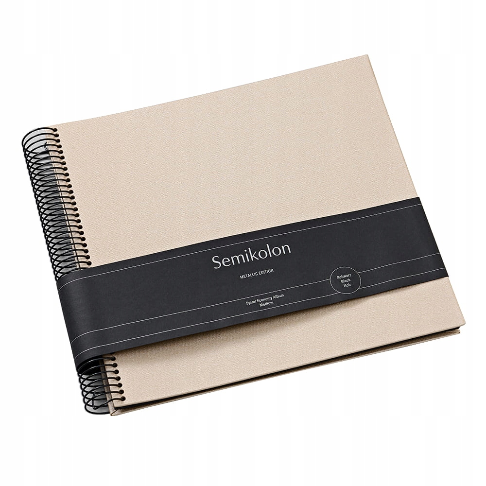 Album Semikolon Spiral Eco M, černé listy, saténová champagne
