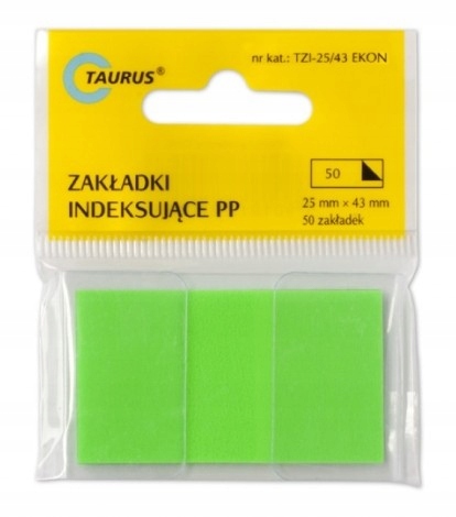 

Zakładki indeksujące 25 mm x 43 mm foliowe zielony