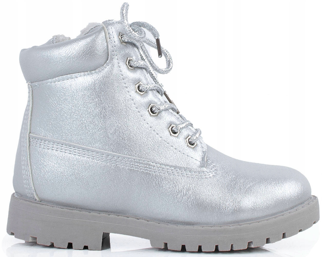 BOTKI DZIECIĘCE SREBRNE OCIEPLANE TRAPERY 30 Marka Inna marka
