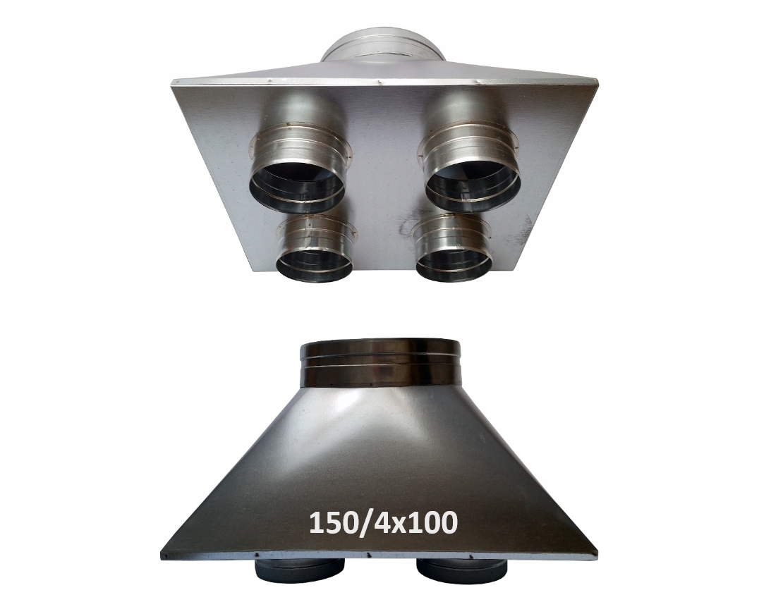 Skrzynka rozdzielcza 150/4x100mm do odciągu wąż spiro Pur wentylator ocynk