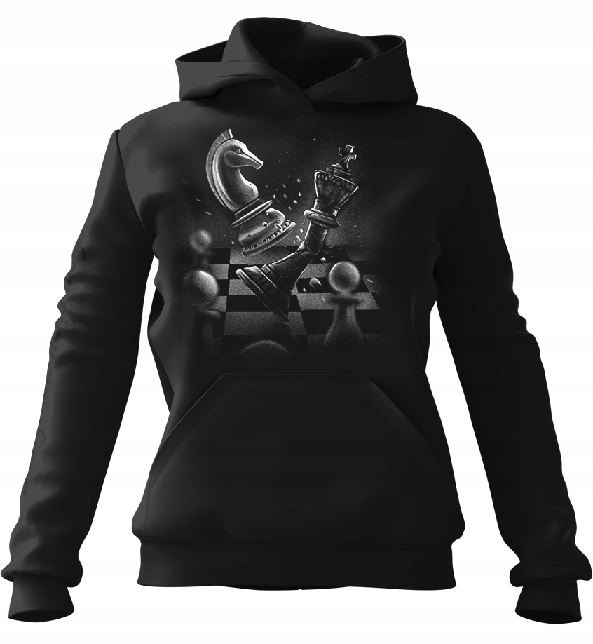 Bluza Męska z kapturem Wojenne Szachy Czarna 4XL Dla Niego Faceta Męża Chło