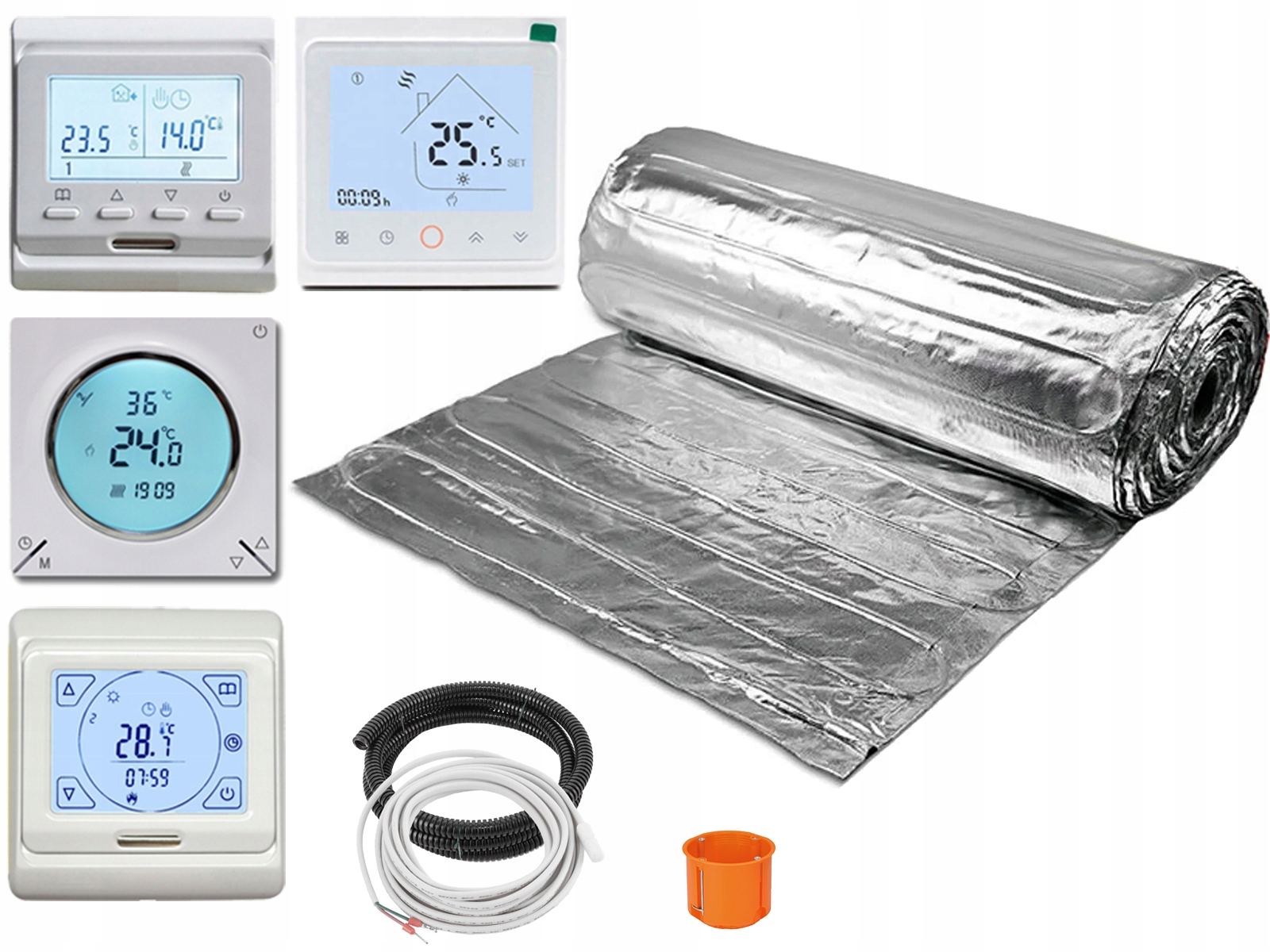 Sada podložiek pod panely 14 m2 150 W/m2 Regulátor digitálna biela