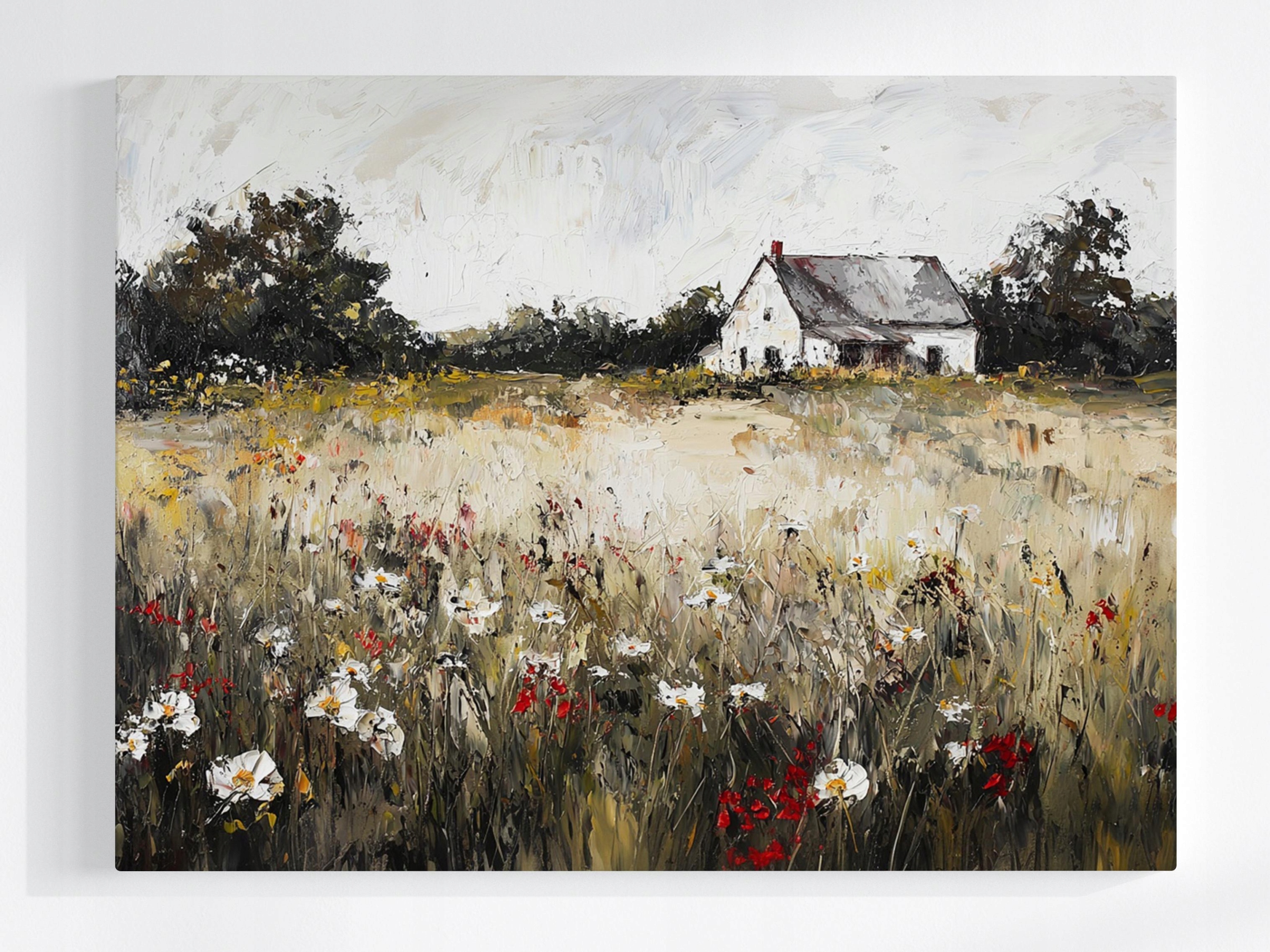 Obraz Na Plátně Canvas Krajina Vesnice Polsko Dům Louka Květiny Příroda 100x75