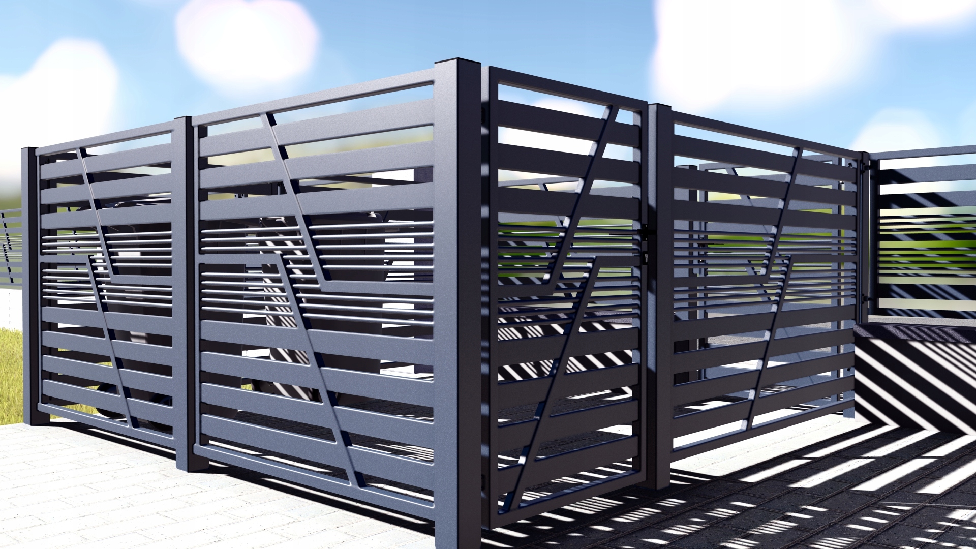 ogrodzenie przęsło panelowe płot metalowy Gobe Szerokość elementu 196 cm