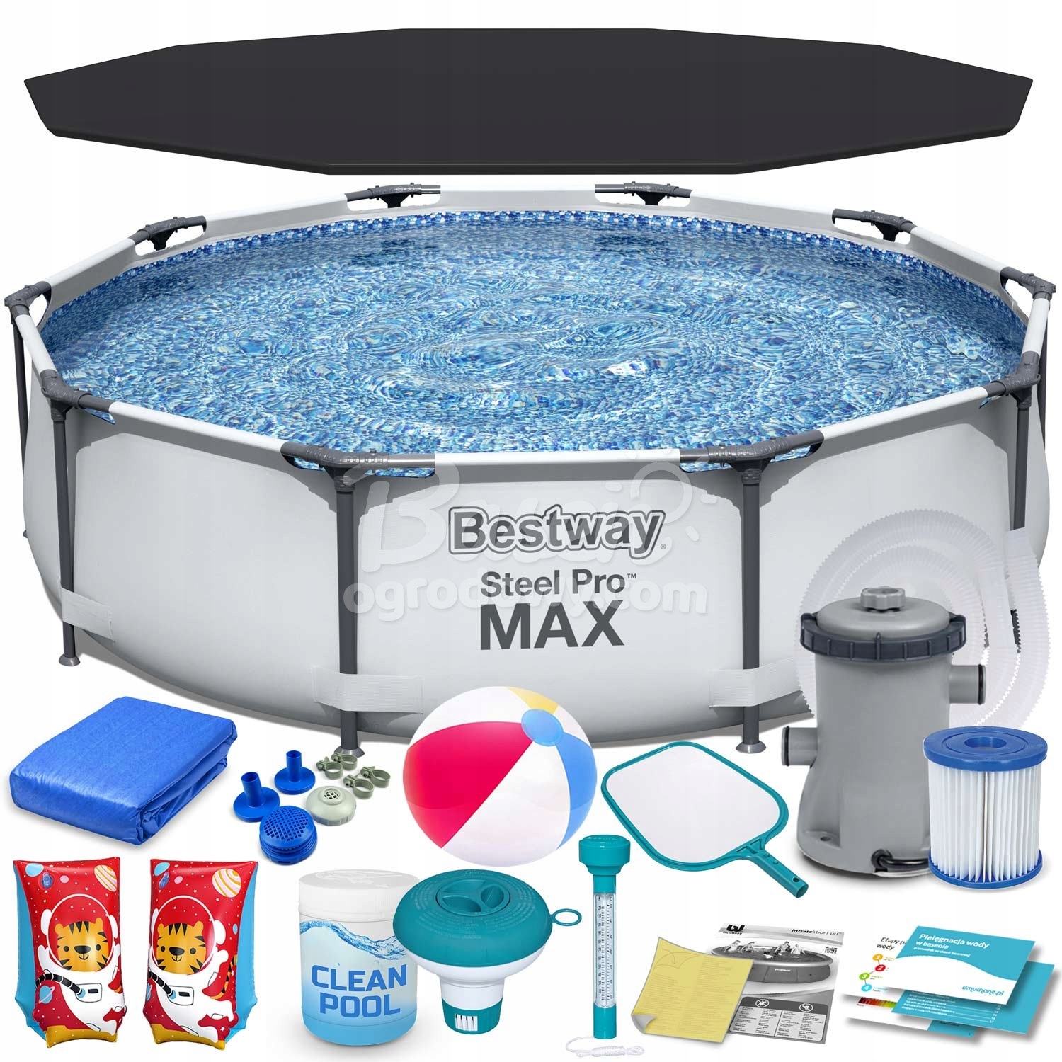 Bazén Zahradní Rámový Kulatý Set 17V1 Příslušenství 305X76 CM
