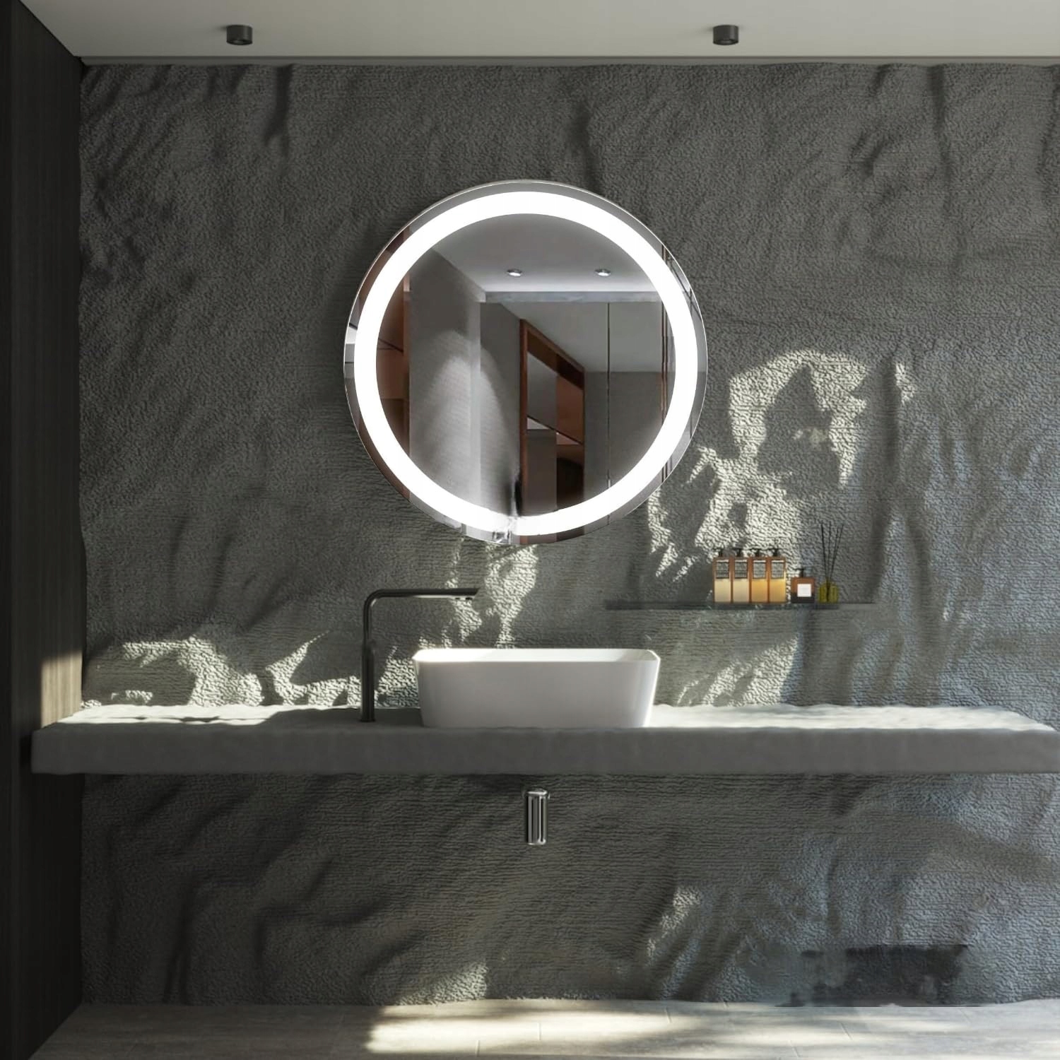 NOWOCZESNE LUSTRO OKRĄGŁE LED 60 cm LUSTRO ŚCIENNE ŁAZIENKOWE PODŚWIETLANE Marka Home & Decor Group