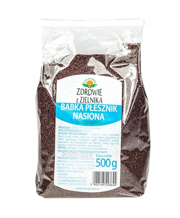 

Babka płesznik nasiona 500 g susz NaturaWita