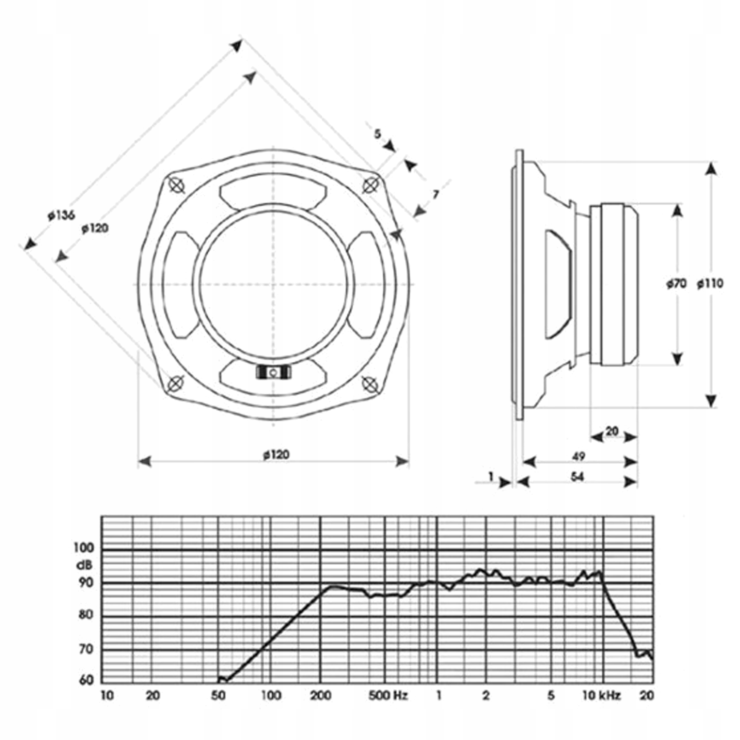 GŁOŚNIK ŚREDNIOTONOWY TONSIL GDM 12/60 8 Ohm 60W CZARNY | ORYGINALNY Kod producenta TN-GDM-12/60-8