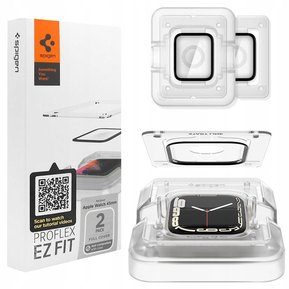 

2x Szkło Ochronne do Apple Watch 7 45mm, Spigen Ez