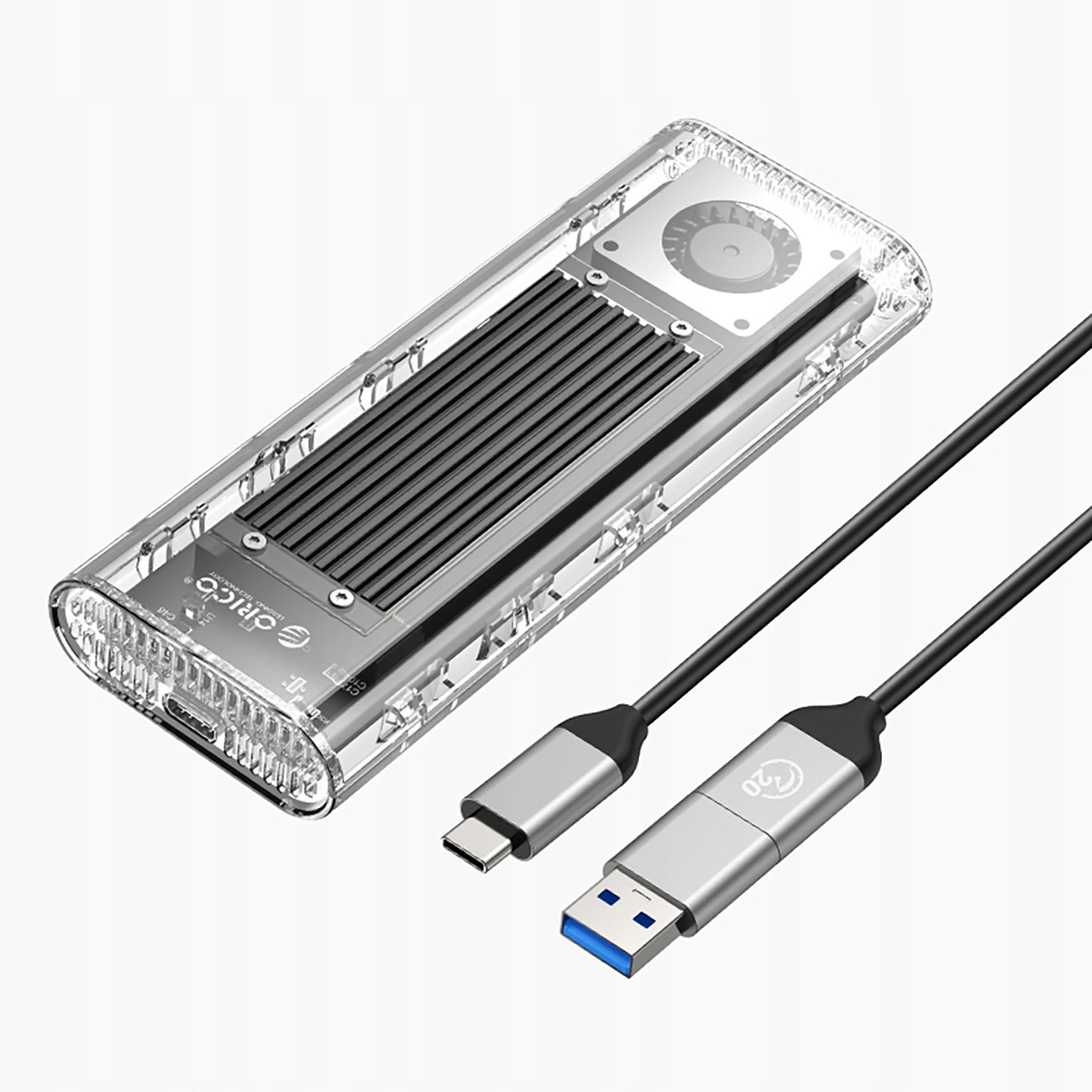 Kapsa na disk TCM2-G20 M.2 Nvme Usb-c 3.2 20 Gb/s stříbrno-průhledná
