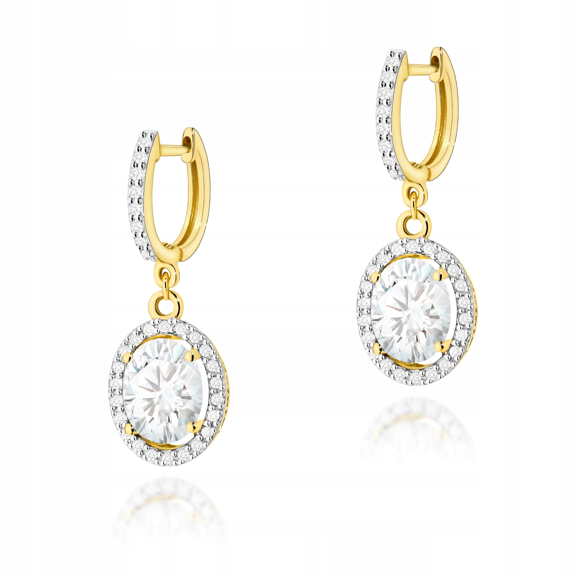 Zlaté visací náušnice 585 bílé zlato s brilianty 4.1 g oválné diamanty