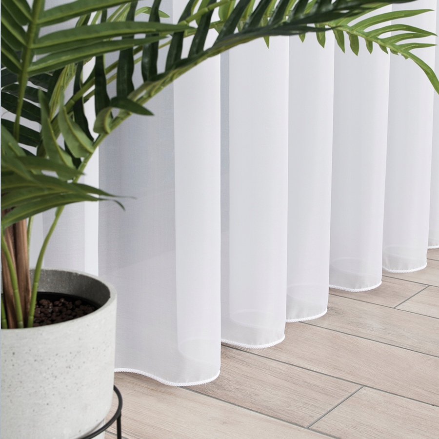 FIRANA WOAL GŁADKI Z OBCIĄŻNIKIEM BIEL 300 cm.