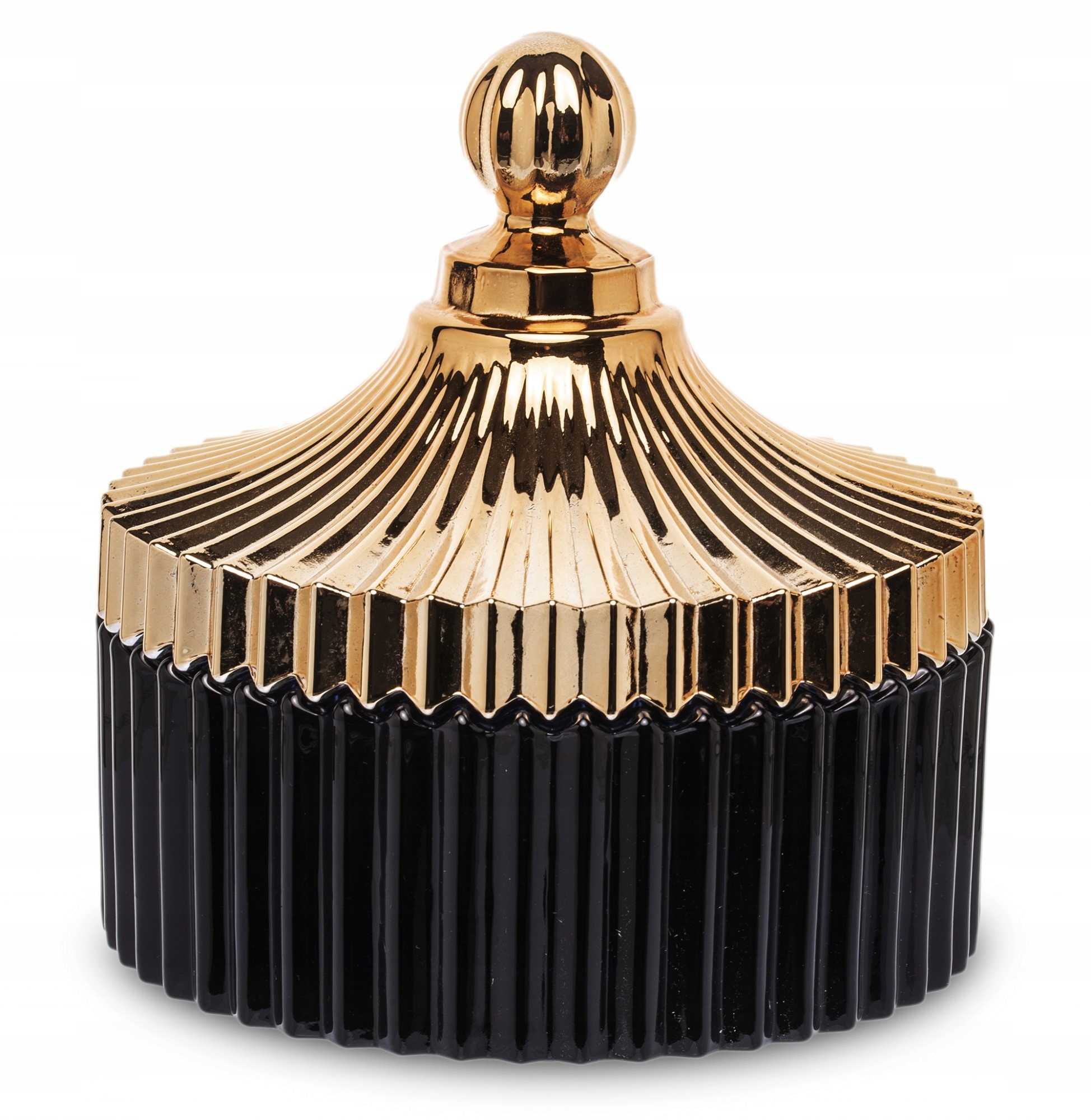 

Pojemnik dekoracyjny szklany czarno-złoty cyrk