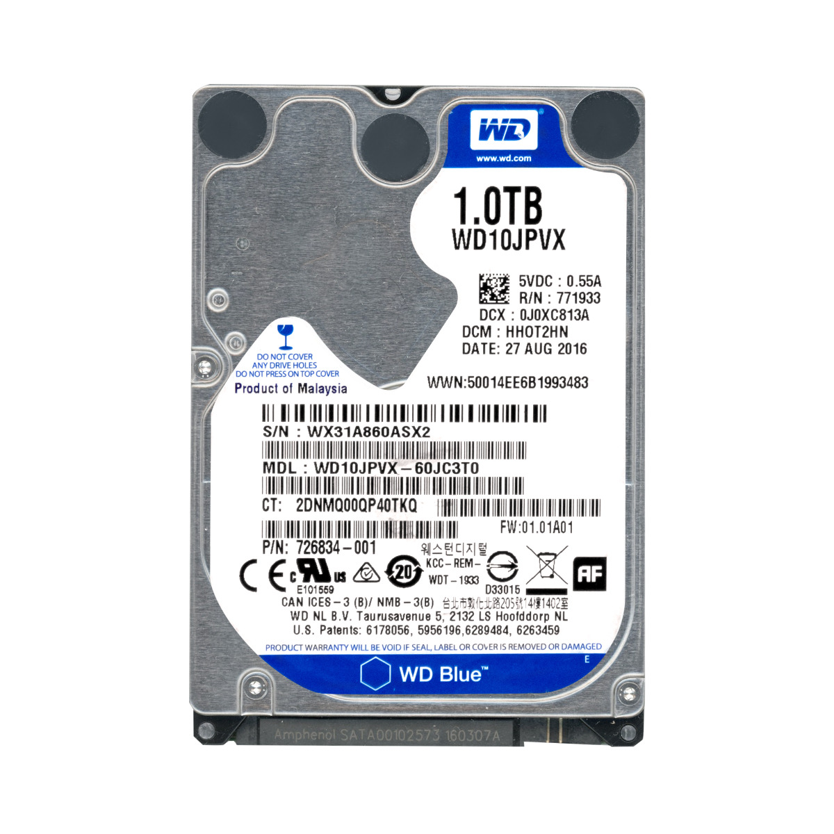 Wd Blue 1TB Sata III 5.4K 8MB 2.5'' WD10JPVX