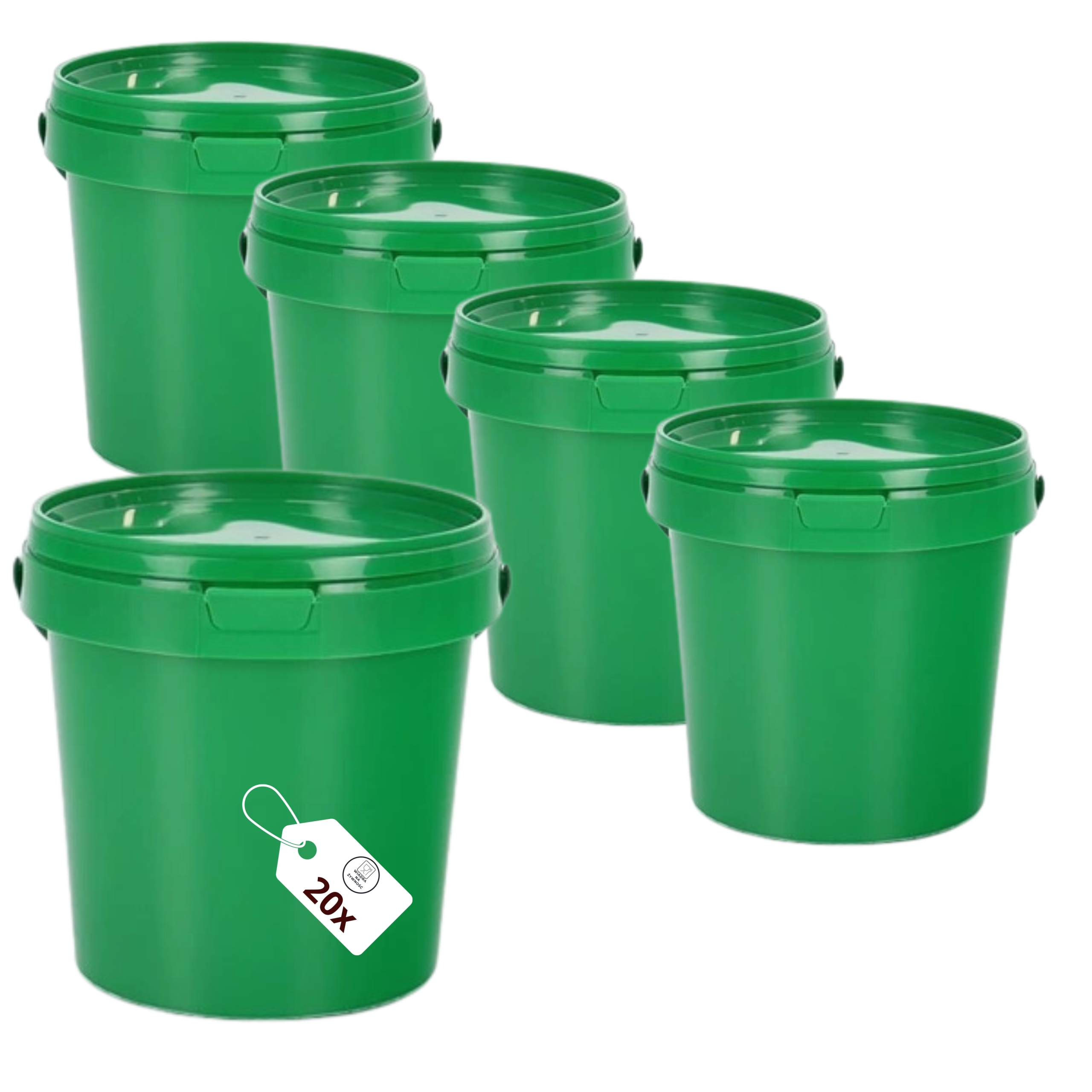 20 x Kbelík 1 L s víkem, zelený na potraviny